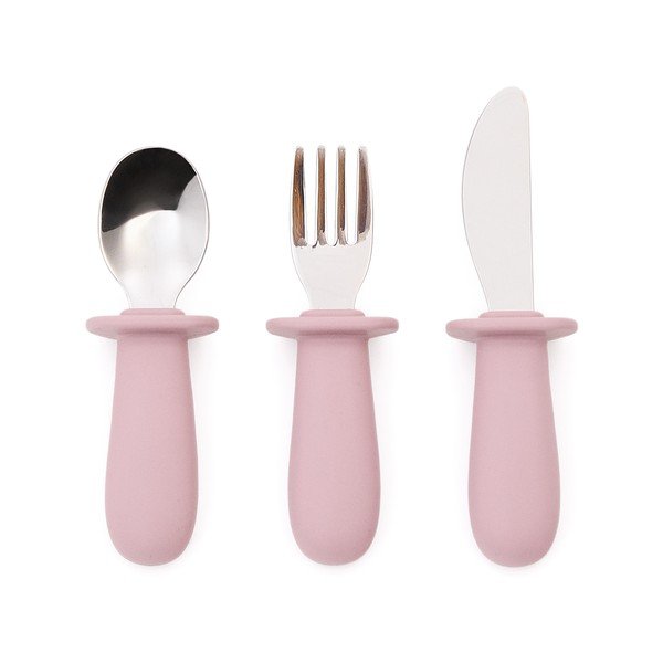 Rozā plastmasas/silikona bērnu galda piederumi (3 gab.) Lili – Kave Home