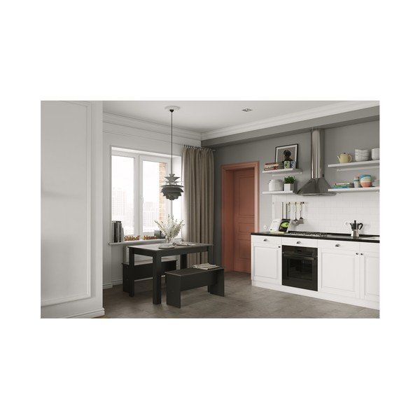 Melns pusdienu galda un 2 solu komplekts ar betona virsmu TemaHome Nice-image-1