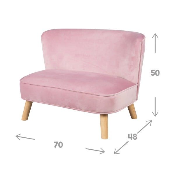 Gaiši rozā samta bērnu dīvāns 70 cm Lil Sofa – Roba-image-4
