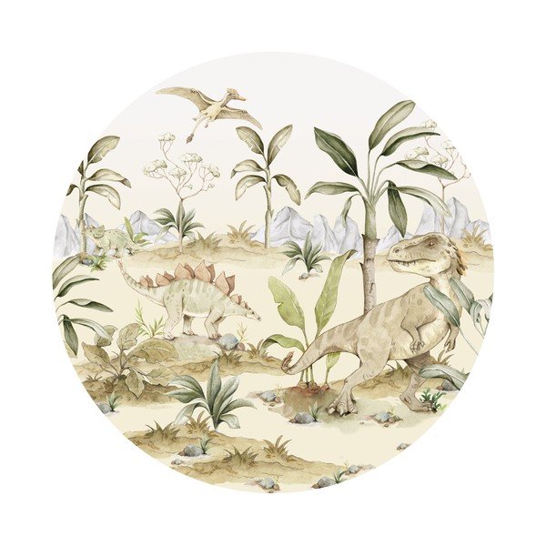 Sienas bērnu uzlīme 150x150 cm Dino World in a Circle – Dekornik