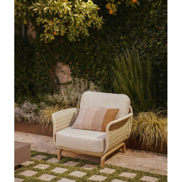 Bēšs/krēmkrāsas polsterēts dārza atpūtas krēsls Alipa – Kave Home-image-1