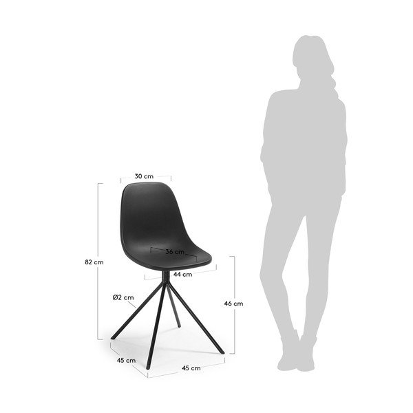2 melnu ēdamistabas krēslu komplekts La Forma Mint-image-2