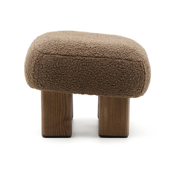 Brūns kāju soliņš no buklē auduma Nema – Kave Home-image-3