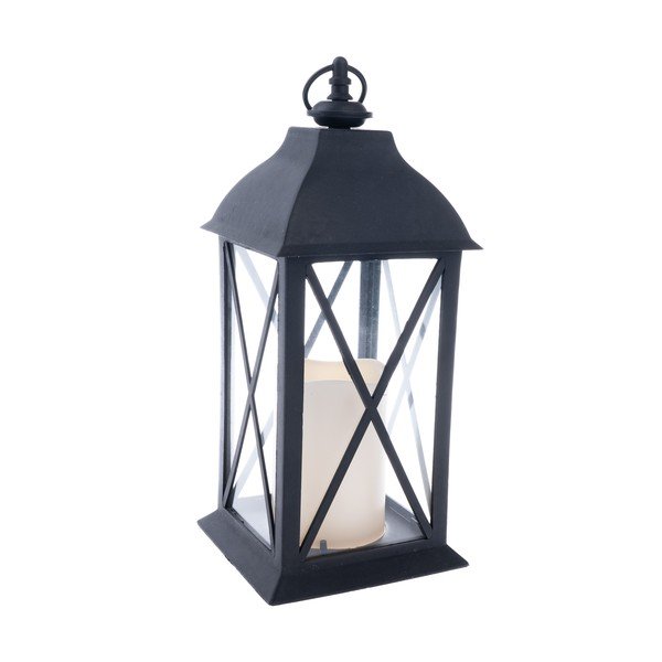 Melna LED laterna uz baterijām (augstums 30,5 cm) – Dakls