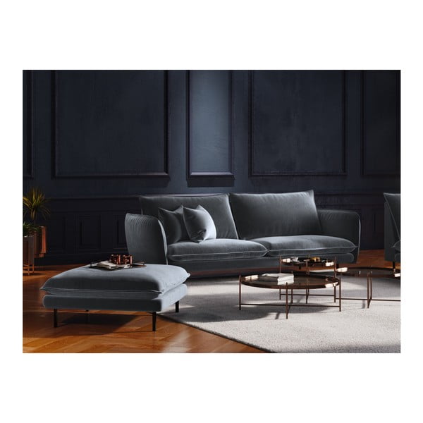 Pelēks samta kāju soliņš Cosmopolitan Design Vienna, 100 x 80 cm-image-3