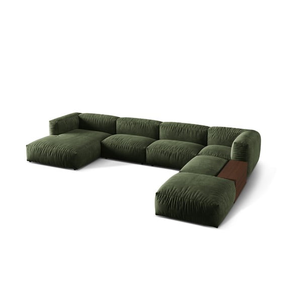 Zaļš samta modulārais stūra dīvāns (ar labo stūri/U veida) Martina – Micadoni -image-1