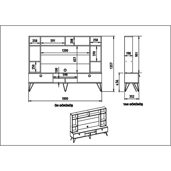 Pelēks/brūns TV plaukts ar riekstkoka imitāciju 180x136 cm Lorenz – Kalune Design-image-4