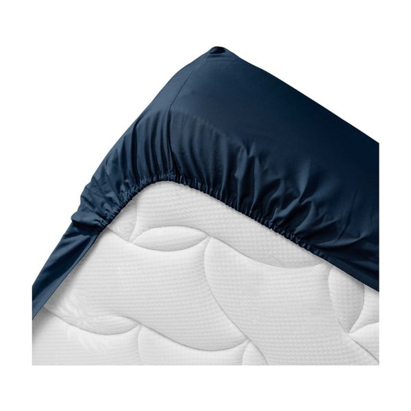 Tumši zils palags no organiskās kokvilnas  ar gumiju 160x200 cm Biolina – douceur d'intérieur-image-3