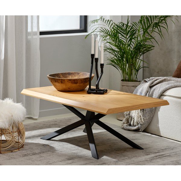 Dabīga toņa žurnālgaldiņš ar ozolkoka imitācijas galda virsmu 68x130 cm Arno – Unique Furniture-image-1