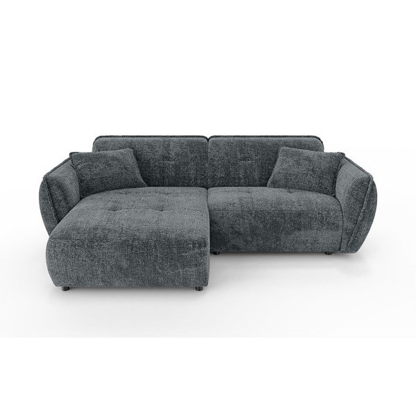 Tumši pelēks stūra dīvāns no šenila auduma (ar kreiso stūri/ar zvilni) Nelia – Ropez