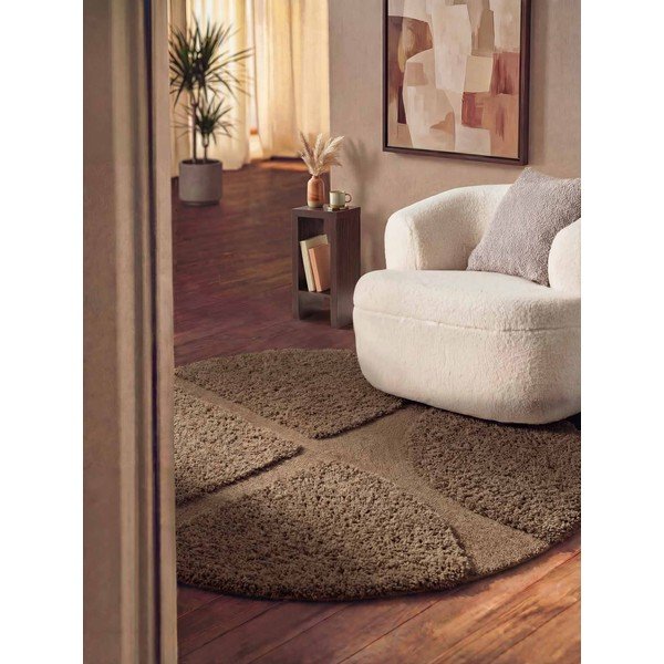 Brūns ar rokām darināts apaļš paklājs ø 160 cm Lambeth Jasper – Ted Baker-image-1