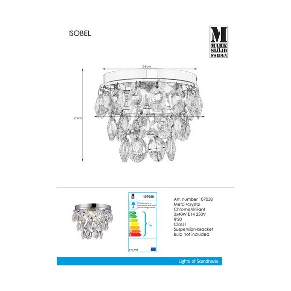 Kristāla griestu lampa Markslöjd Isobel, ⌀ 26 cm-image-1
