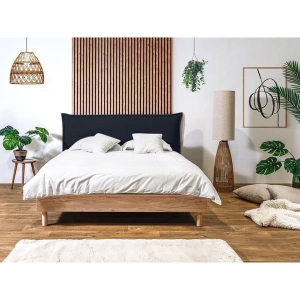 Tumši zila/dabīga toņa divvietīga gulta ar redelēm 180x200 cm Charlie – Bobochic Paris-image-2