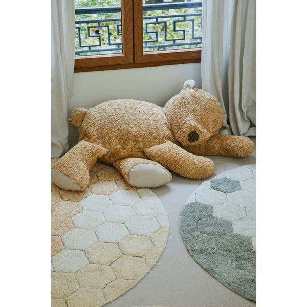 Okera dzeltens mazgājams/ar rokām darināts kokvilnas apaļš paklājs ø 140 cm Honeycomb Golden – Lorena Canals-image-1