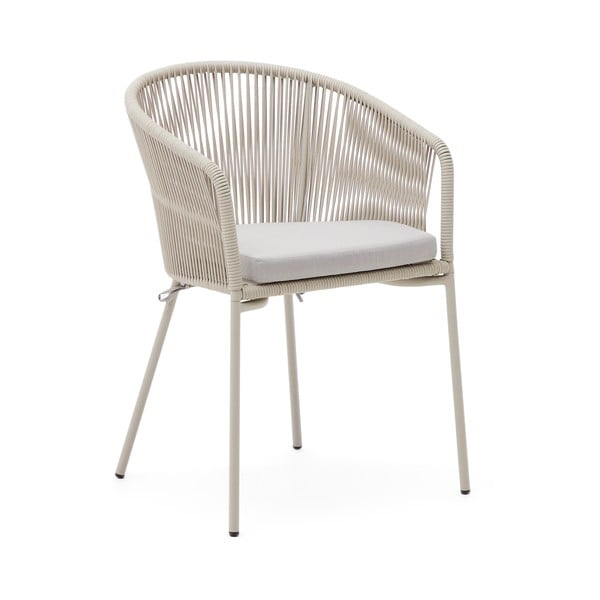 Krēmkrāsas metāla/polsterēts dārza krēsls Yanet – Kave Home