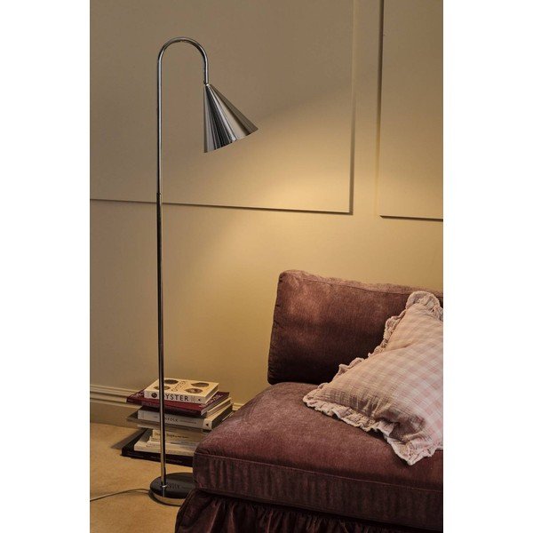 Spīdīgas sudraba krāsas metāla stāvlampa ar saliekamu konstrukciju (augstums 145 cm) Liam – Ellos Home-image-1
