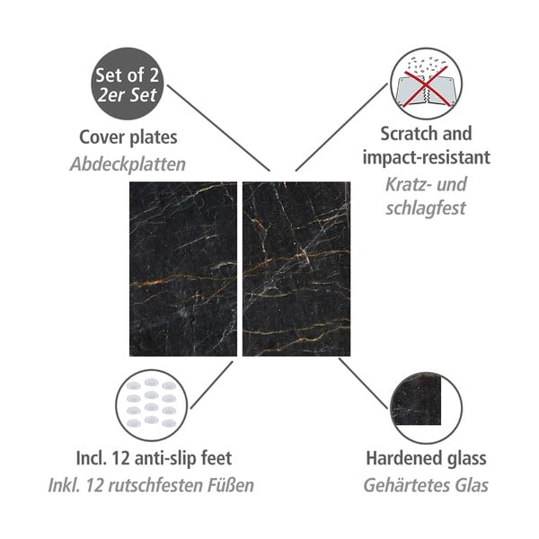 Plīts aizsargplāksnes no rūdīta stikla (2 gab.) 52x30 cm Marble – Allstar-image-2