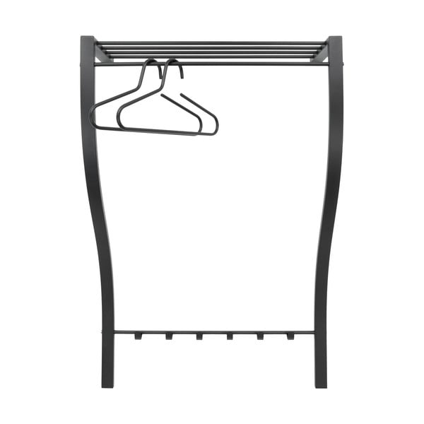 Melns metāla sienas pakaramais ar plauktu 75 cm Carve – Spinder Design-image-2