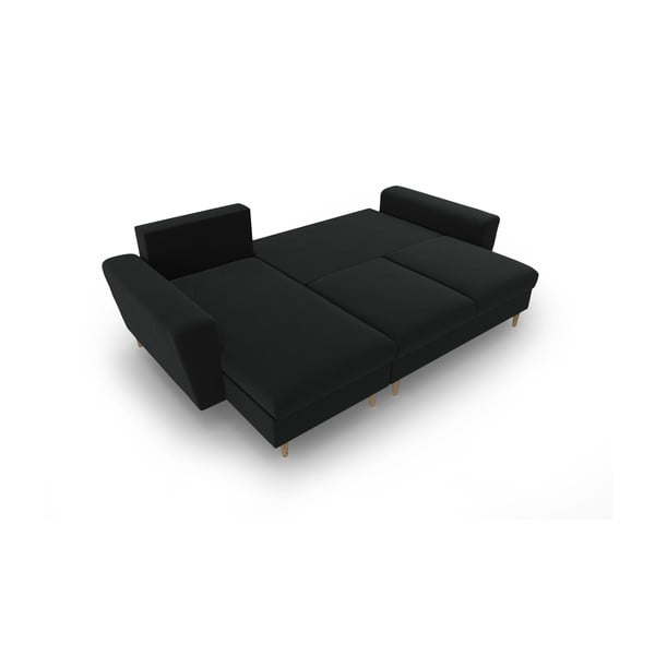Melns samta salokāms stūra dīvāns ar uzglabāšanas vietu Kyoto – Cosmopolitan Design-image-2
