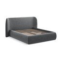 Tumši pelēka polsterēta divvietīga gulta ar veļas kasti un redelēm 180x200 cm Hauke – Makamii