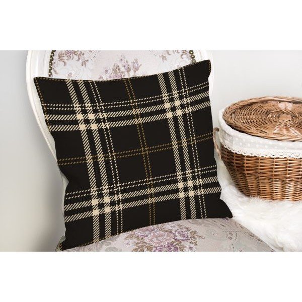 Melna un bēša dekoratīva spilvendrāna Minimalist Cushion Covers Flannel, 35 x 55 cm-image-2