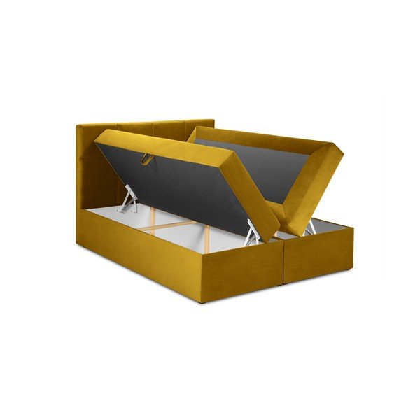 Sinepju dzeltena samta divguļamā gulta Mazzini Beds Mimicry, 180 x 200 cm-image-4
