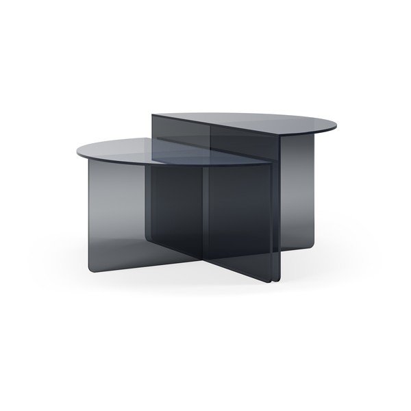 Pelēki stikla apaļi žurnālgaldiņi (2 gab.) ø 80 cm Velta – MOME