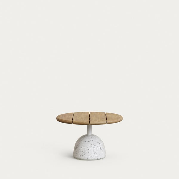Balts/dabīga toņa apaļš žurnālgaldiņš ar akācijas koka galda virsmu ø 55 cm Saura – Kave Home