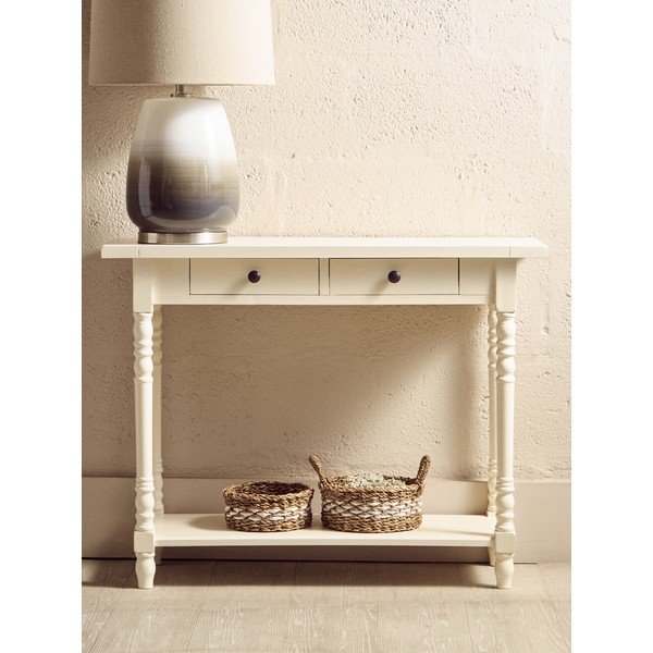 Ziloņkaula krāsas priedes masīvkoka konsoles galds 35x96 cm Heritage – Premier Housewares-image-4