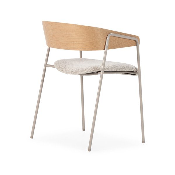 Gaiši pelēki/dabīga toņa polsterēti ēdamistabas krēsli ar roku balstiem (2 gab.) Cora – MOME-image-3