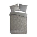 Pelēka/brūna vienguļamā mikrošķiedras gultas veļa 140x220 cm Pure Zigzag – Good Morning