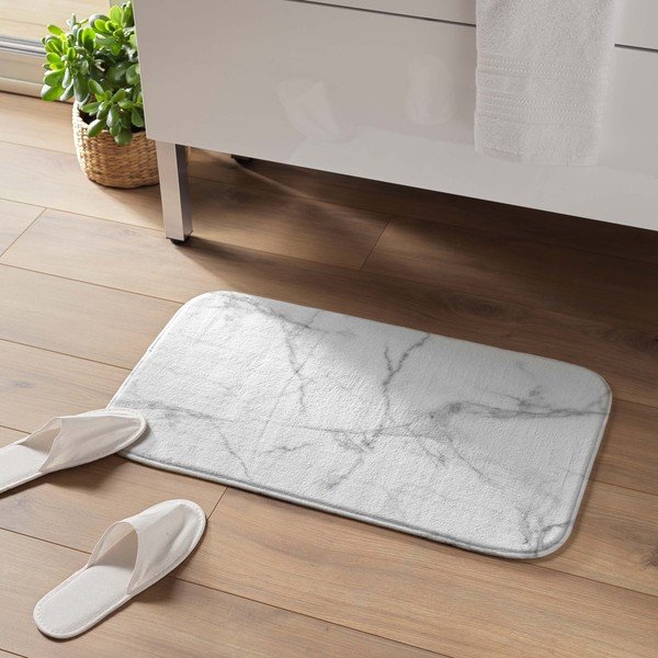 Balts/pelēks tekstila vannas istabas paklājiņš 45x75 cm Marbre – douceur d'intérieur-image-1