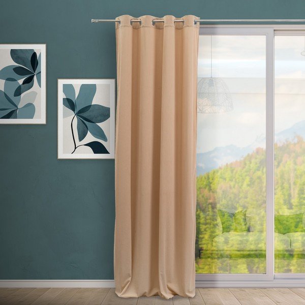 Gaiši brūns velveta aizkars 140x260 cm Merely – Casa Selección-image-1