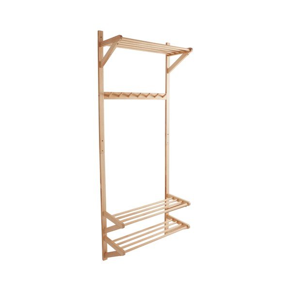 Gaiša dabīga toņa priedes masīvkoka priekšnama iekārta 75x190x32 cm Cole – Jotex