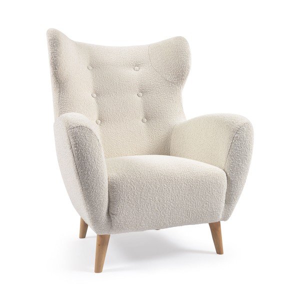 Balts atpūtas krēsls no buklē auduma Patio – Kave Home