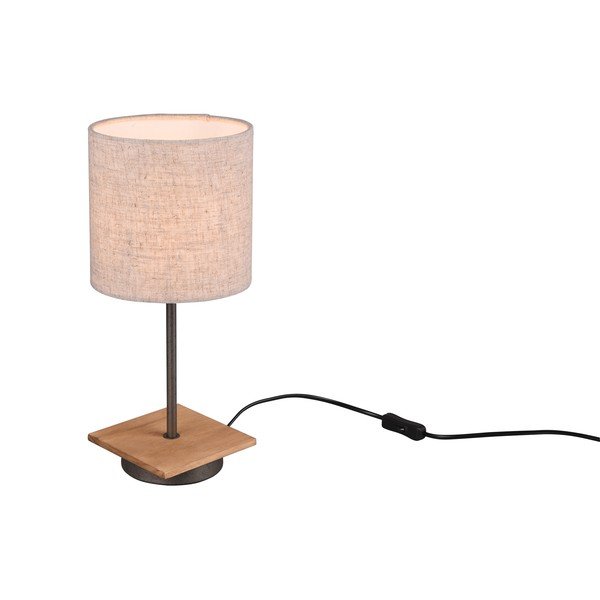 Bēša/dabīga toņa galda lampa ar auduma abažūru (augstums 40 cm) Elmau – Trio-image-1