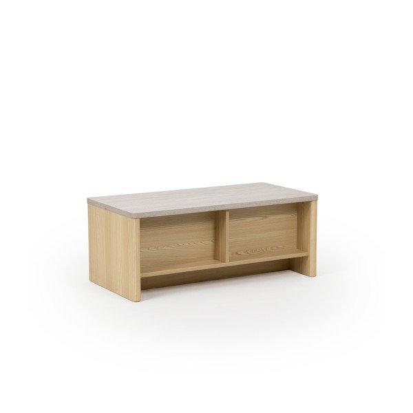 Balts/gaiša dabīga toņa žurnālgaldiņš ar ozolkoka imitāciju 40x100 cm Dore – Marckeric-image-3