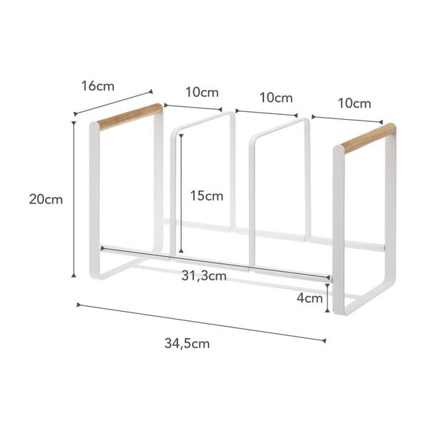 Balts šķīvju statīvs ar dižskābarža koka detaļām YAMAZAKI Tosca-image-3