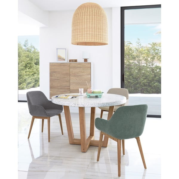 Zaļš polsterēts ēdamistabas krēsls ar roku balstiem Konna – Kave Home-image-1