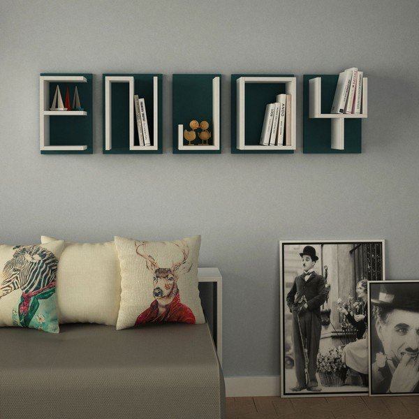 5 sienas plauktu komplekts Homitis Enjoy Mustard-image-1