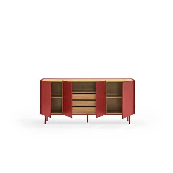 Sarkana zema kumode ar ozolkoka imitāciju 165x78 cm Arista – Teulat-image-3