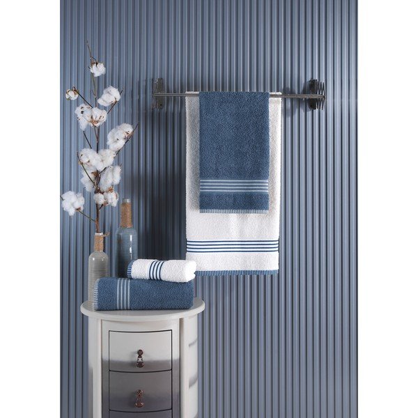 Balti/zili kokvilnas dvieļu komplekts (4 gab.) – Mila Home-image-2