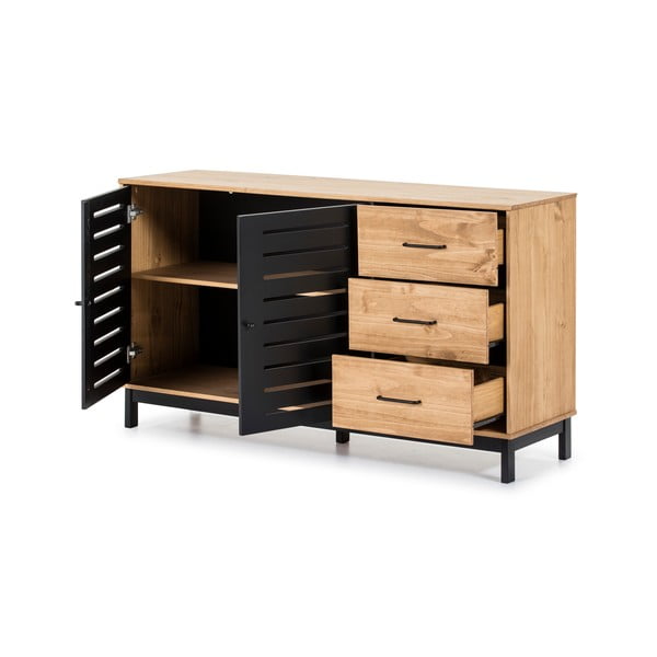 Kumode ar koka konstrukciju un melnām detaļām Marckeric Alessia, platums 141 cm-image-4