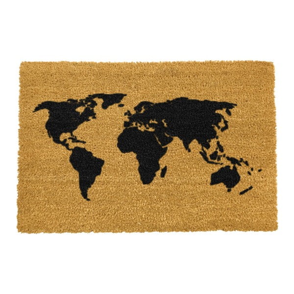 Dabīgās kokosšķiedras paklājs Artsy Doormats World Map, 40 x 60 cm