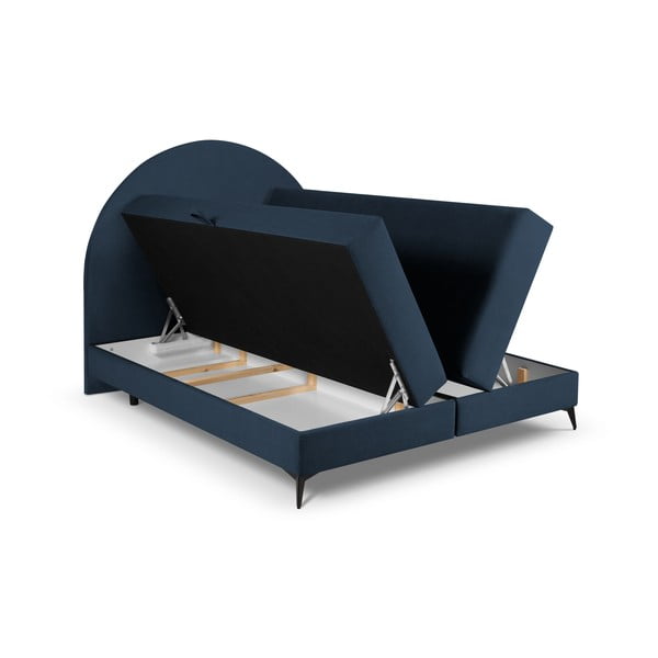 Tumši zila atsperu gulta ar uzglabāšanas vietu 160x200 cm Sunrise – Cosmopolitan Design-image-4