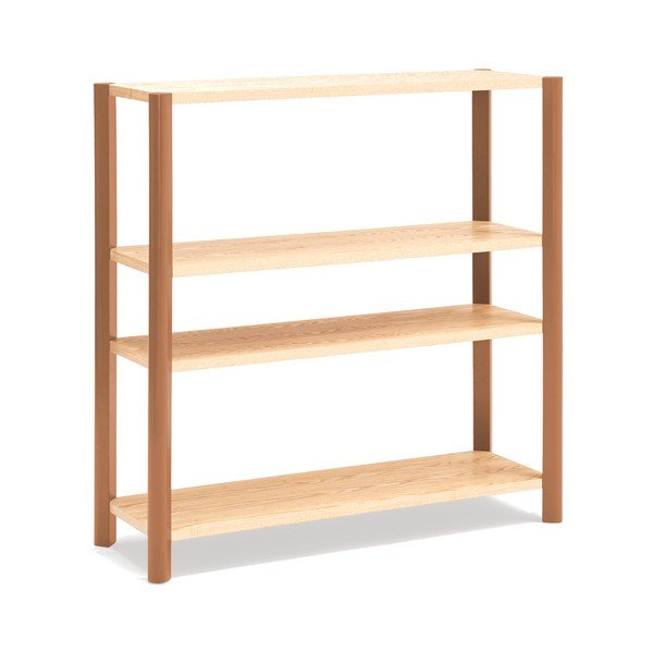 Ķieģeļu sarkans/gaiša dabīga toņa plaukts ar ozolkoka imitāciju 126x128x43 cm Bona – Teulat-image-2