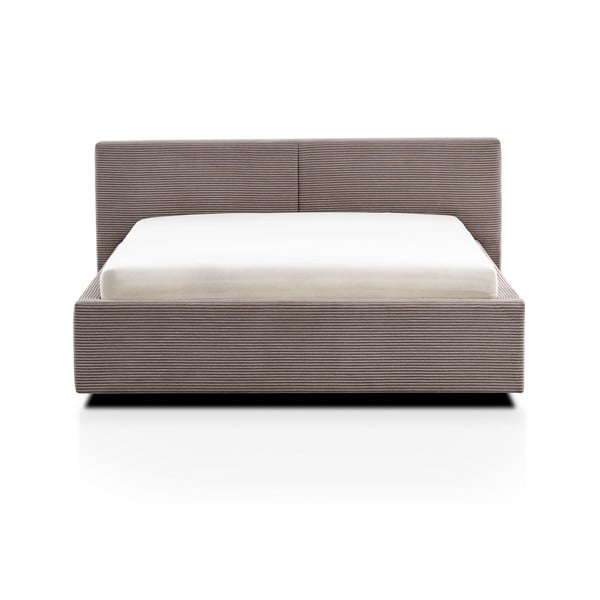 Gaiši brūna polsterēta divvietīga gulta ar veļas kasti ar redelēm 140x200 cm Cube – Meise Möbel-image-3