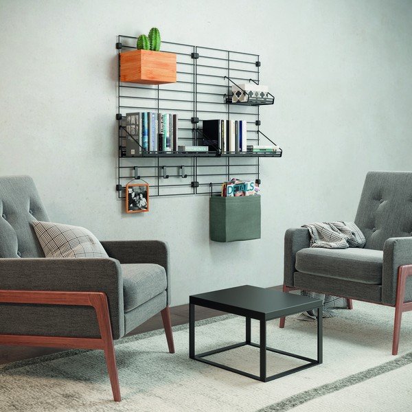 Pelēka tekstila uzglabāšanas kaste moduļu plauktu sistēmai 24x9 cm Mural – Metaltex-image-3