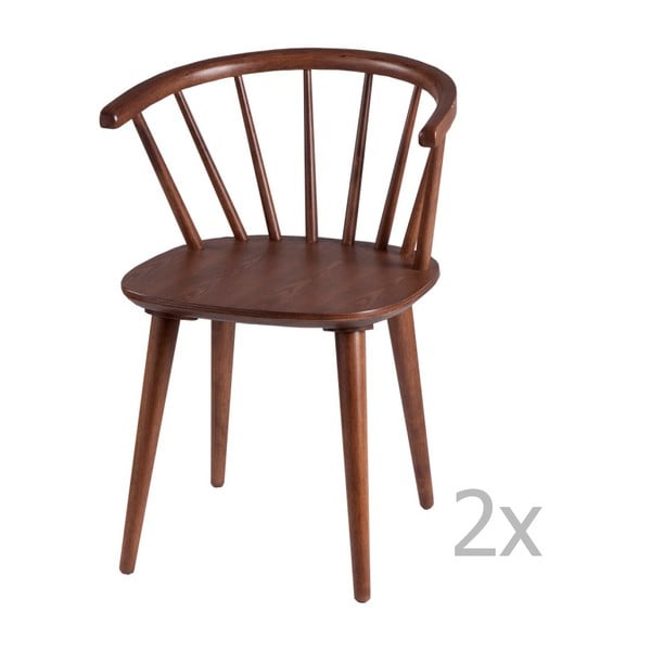 2 ēdamistabas krēslu komplekts ar riekstkoka koka dekoru Anya