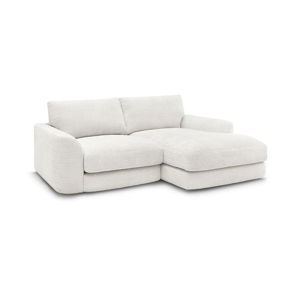 Balts stūra dīvāns no šenila auduma (ar labo stūri/ar zvilni) Leonore – Bobochic Paris